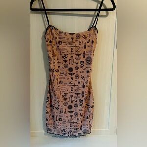 Princess Polly Women's tattoo slip dress.  Tan and Black